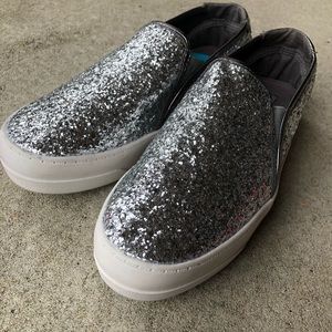 black glitter slip on trainers